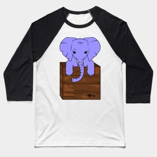 Cute elephant looking out of a box Baseball T-Shirt